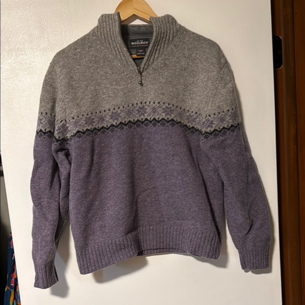 Woolrich Heather Gray and Lavender Knit Sweater